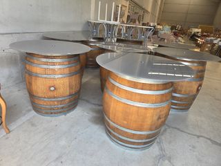 Mesas altas barril roble frances con cristal