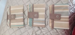 3 Monederos rayas beige-azul