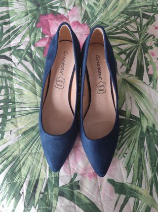 Zapatos tacón alto,  marca Greatonu - Azul marino