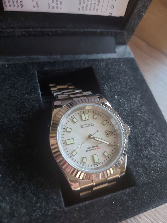 Seiko Mod Datejust White Pearl