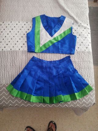 Uniforme animadora azul y verde