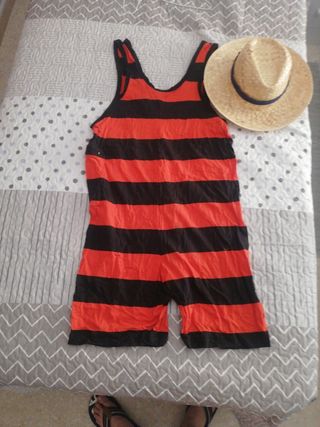 Bañista rayas naranja-negro vintage