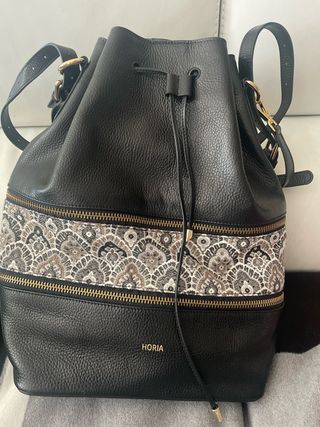 Bolso Horia - Bolso saco cuero negro