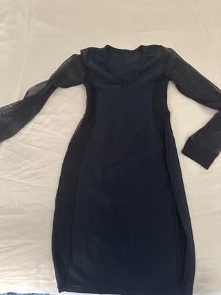 Vestido negro fiesta talla XS sexy mangas transp