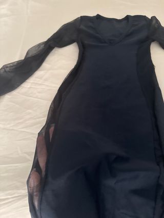 Vestido negro fiesta talla XS sexy mangas transp