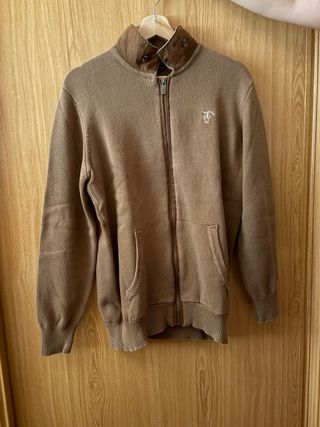 Jersey cremallera marrón hombre
