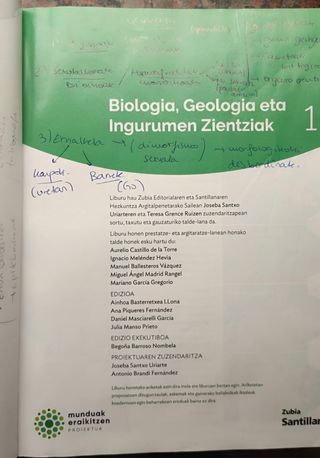 BIOLOGIA, GEOLOGIA ETA INGURUMEN ZIENTZIAK 1 BT...