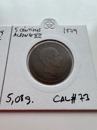 Lote 2 monedas 1879 Alfonso XII