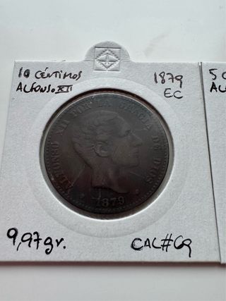 Lote 2 monedas 1879 Alfonso XII