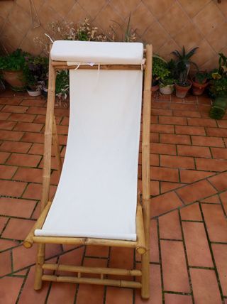 2 Tumbonas bambú - Relax blancas