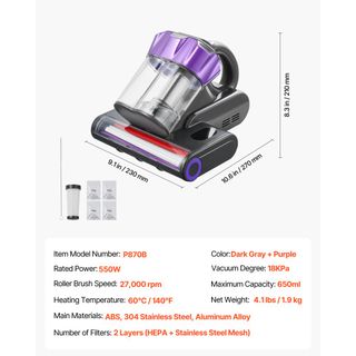 Aspirapolvere per Materassi con Filtro HEPA Potente