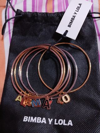 6 PULSERAS BIMBA Y LOlA DORADAS.PLATEADAS Y ROSAS.