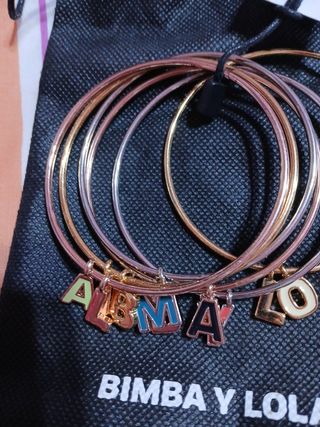 6 PULSERAS BIMBA Y LOlA DORADAS.PLATEADAS Y ROSAS.