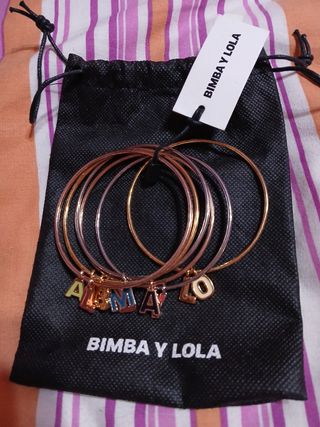 6 PULSERAS BIMBA Y LOlA DORADAS.PLATEADAS Y ROSAS.