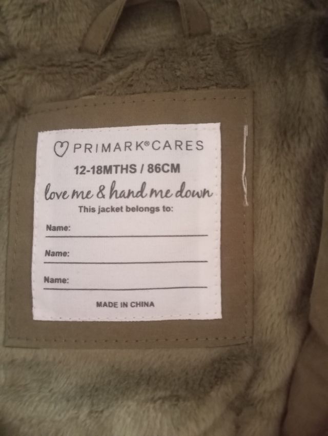 Chaqueta bebé Primark 12-18m