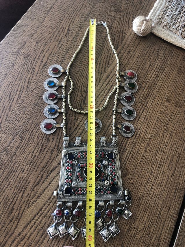 Collar afgano plata multicolor