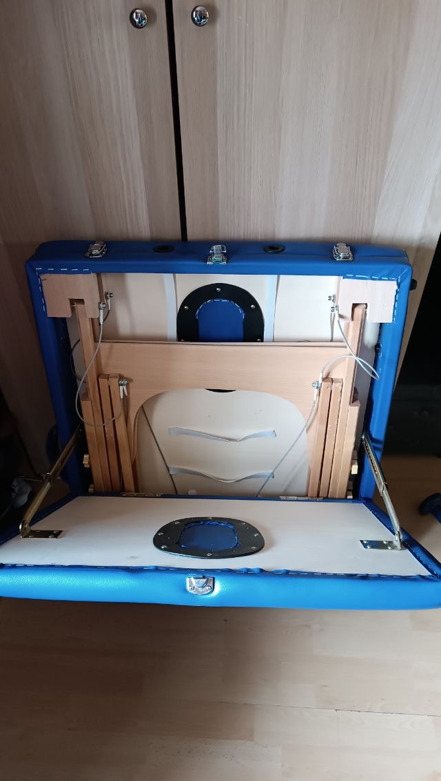 Camilla masaje plegable azul