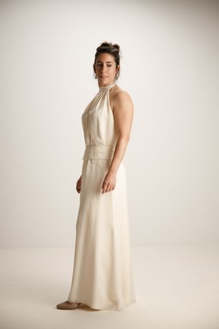 Vestido novia beige halter M