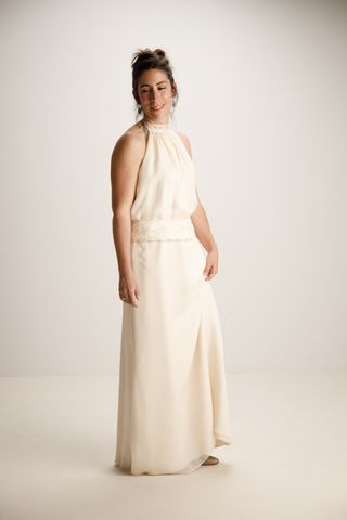 Vestido novia beige halter M