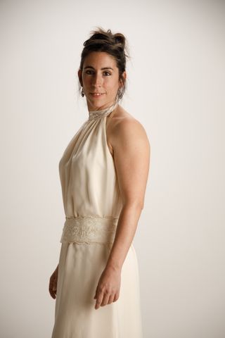 Vestido novia beige halter M