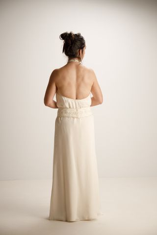 Vestido novia beige halter M