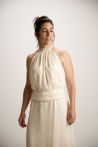 Vestido novia beige halter M