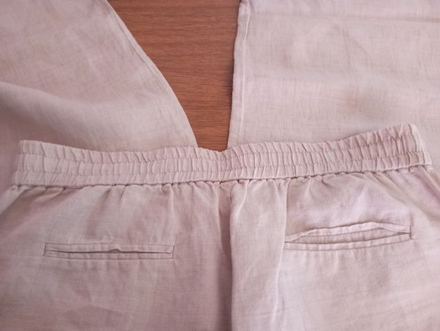 Pantaloni lino beige larghi