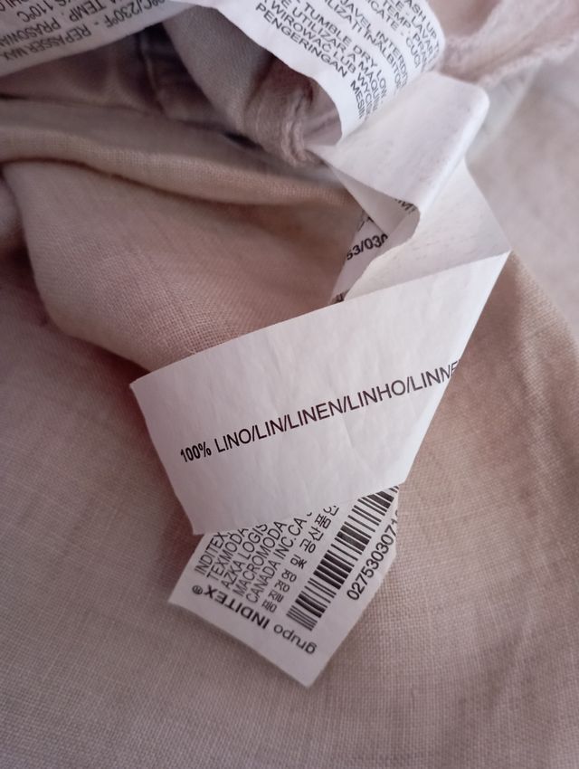 Pantaloni lino beige larghi