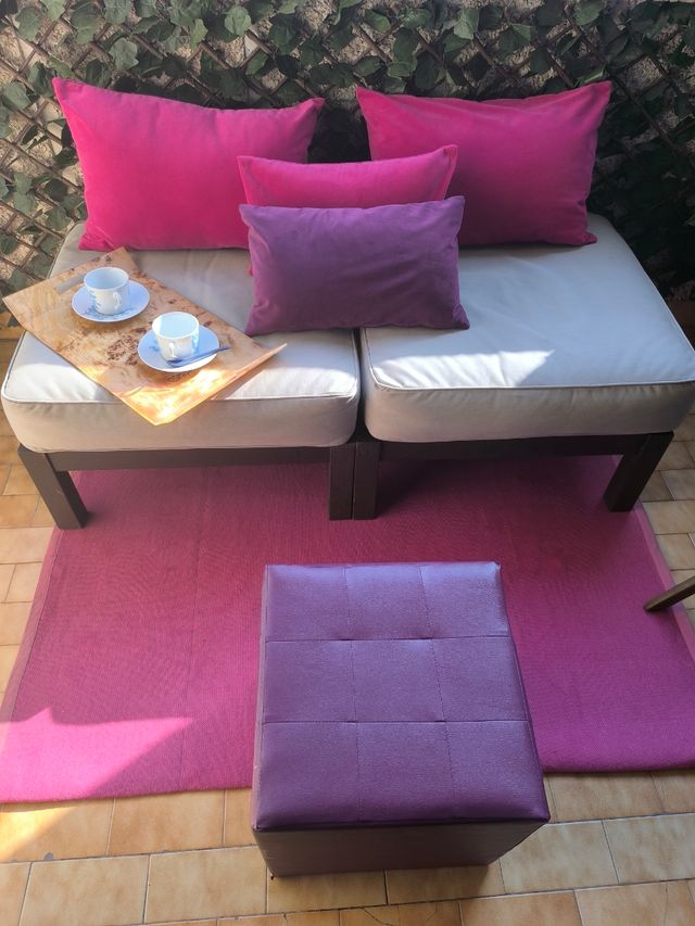 Sofá jardín 2 plazas - beige/gris