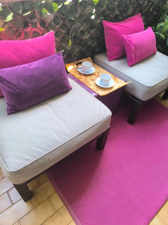 Sofá jardín 2 plazas - beige/gris