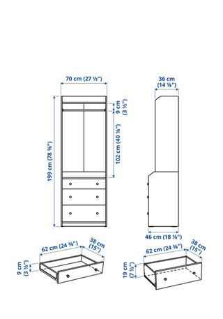 Armadio bianco Ikea 3 cassetti