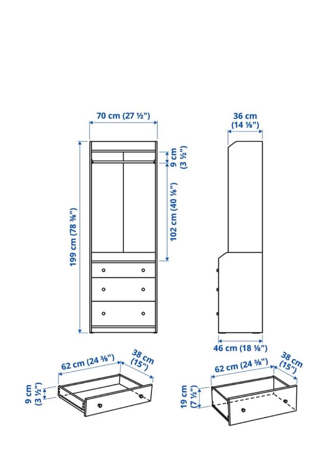 Armadio bianco Ikea 3 cassetti
