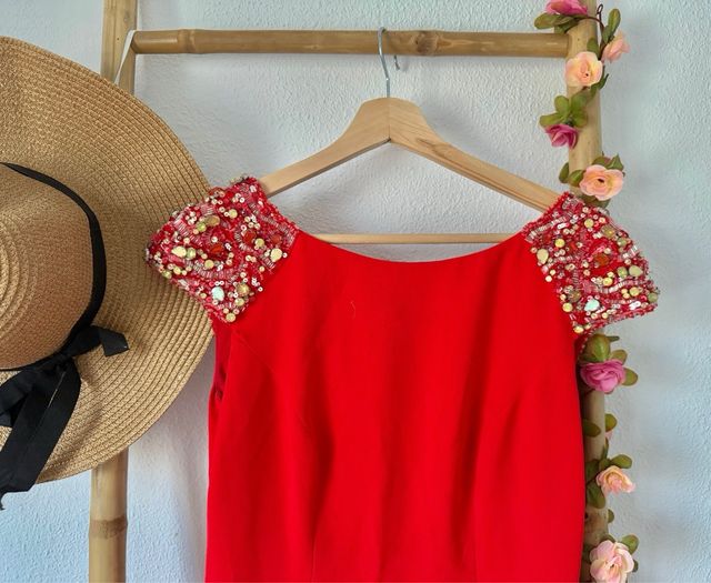 Vestido Pronovias rojo fiesta