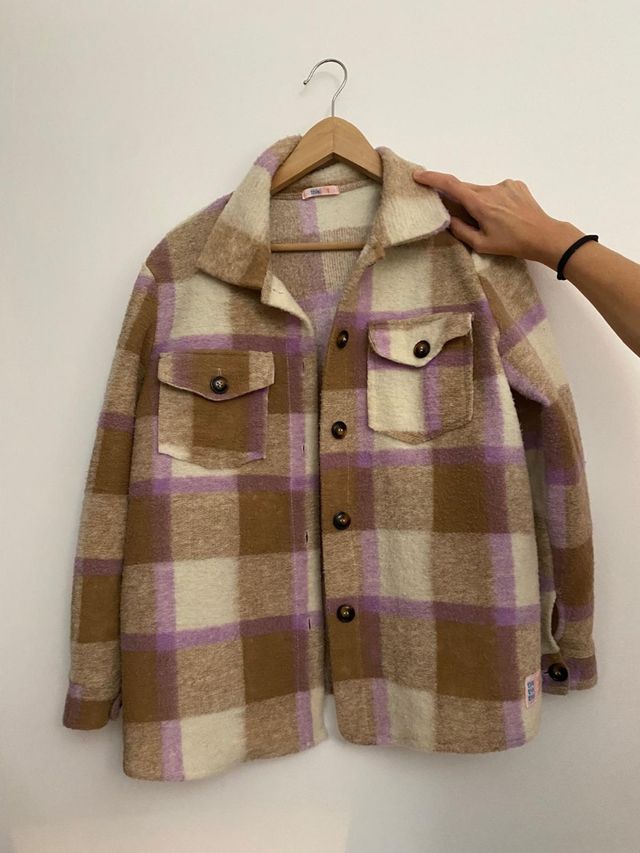 Chaqueta Thisisit cuadros marrón-morado