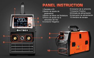 Soldadora Hitbox Inverter 200A con careta