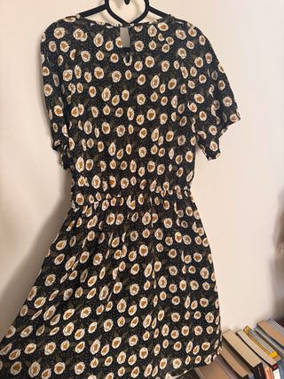 Vestido flores - verde oliva y blanco