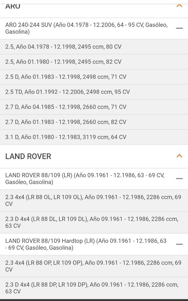 Kit reparación pinzas freno Land Rover 88/109
