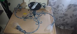 Lámpara estilo forja 4 tulipas