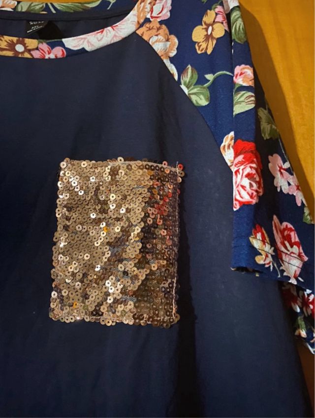 Maglia floreale blu 3XL