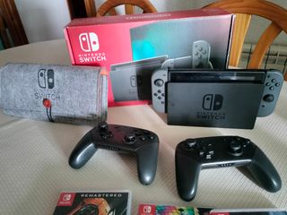 Nintendo Switch Negra + 1 Mando Pro + 3 juegos