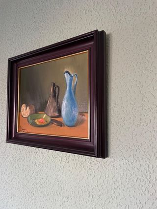 Antigüedad Cuadro Bodegón al óleo (38x32cm)