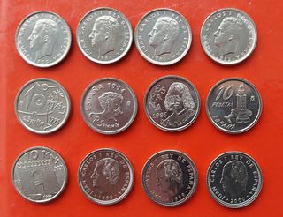 LOTE 12 MONEDAS 10 PESETAS 1983-2000 SC
