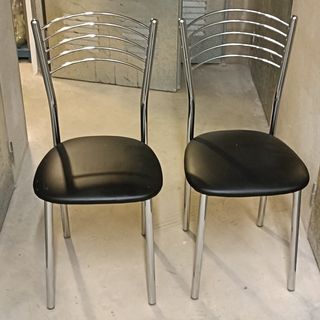2 Sillas Comedor - Acero/Polipiel