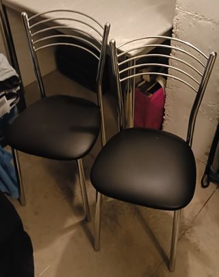 2 Sillas Comedor - Acero/Polipiel