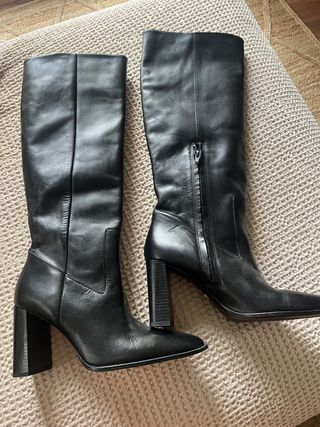 Botas altas Zara piel negra