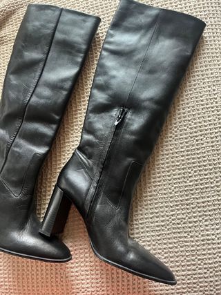 Botas altas Zara piel negra