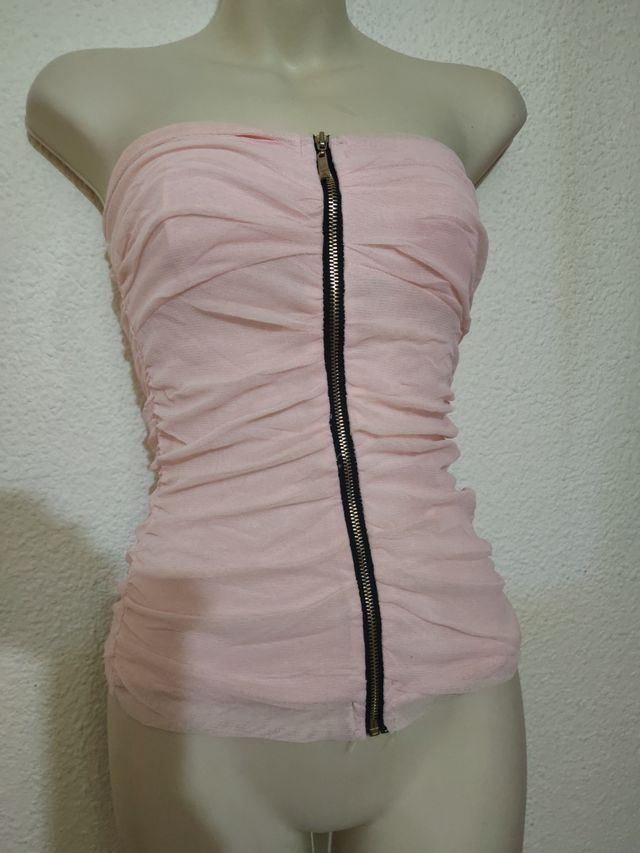 Top rosa cremallera - Blusa