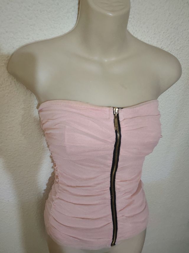 Top rosa cremallera - Blusa