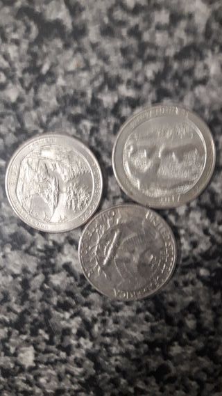 3 monedas de Cuartos de dólar americanos,años 1969