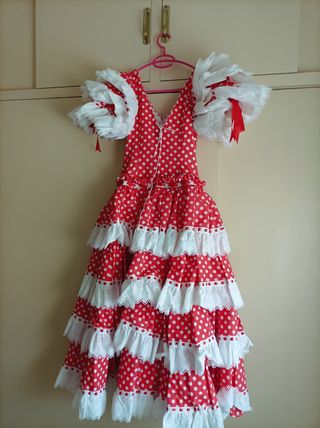 Traje gitana niña rojo lunares